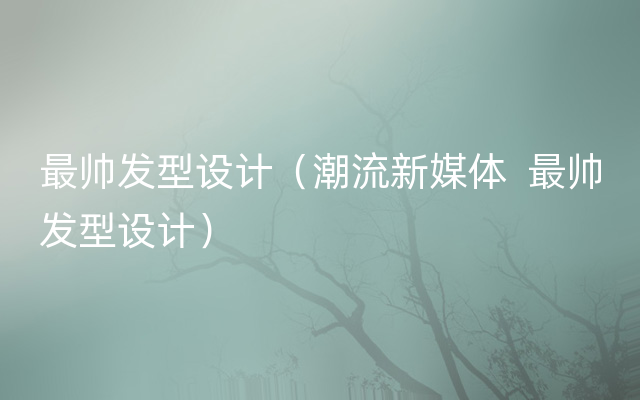 最帅发型设计（潮流新媒体  最帅发型设计）