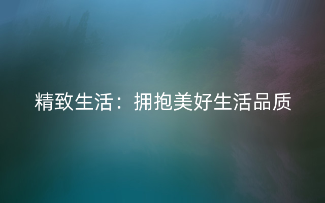精致生活：拥抱美好生活品质