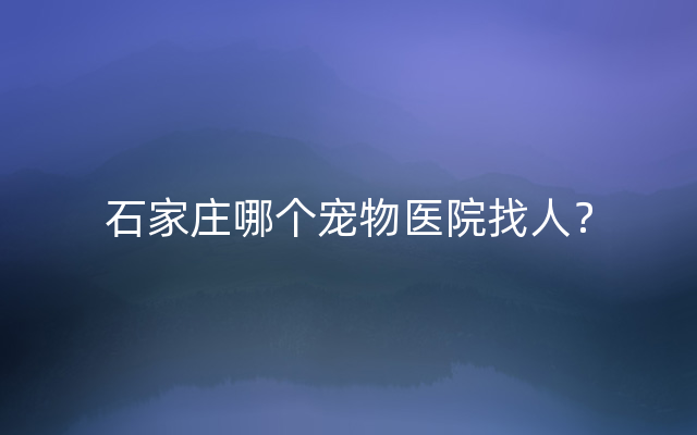 石家庄哪个宠物医院找人？