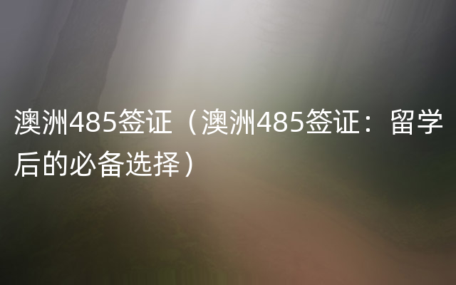 澳洲485签证（澳洲485签证：留学后的必备选择）