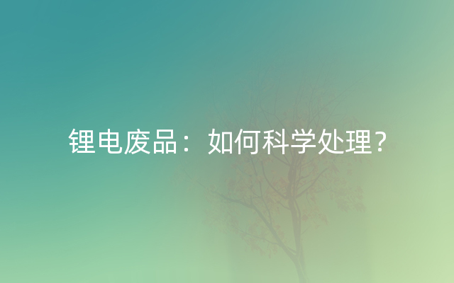 锂电废品：如何科学处理？