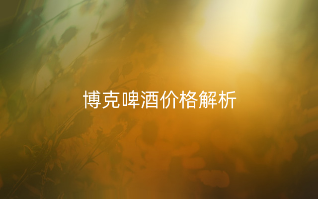 博克啤酒价格解析