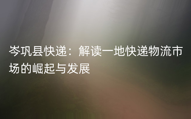 岑巩县快递：解读一地快递物流市场的崛起与发展