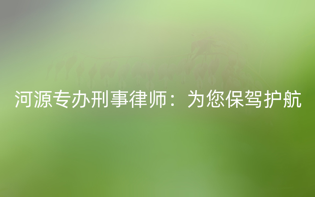 河源专办刑事律师：为您保驾护航