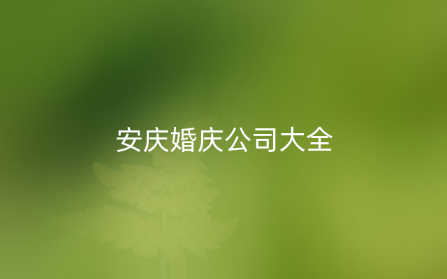 安庆婚庆公司大全