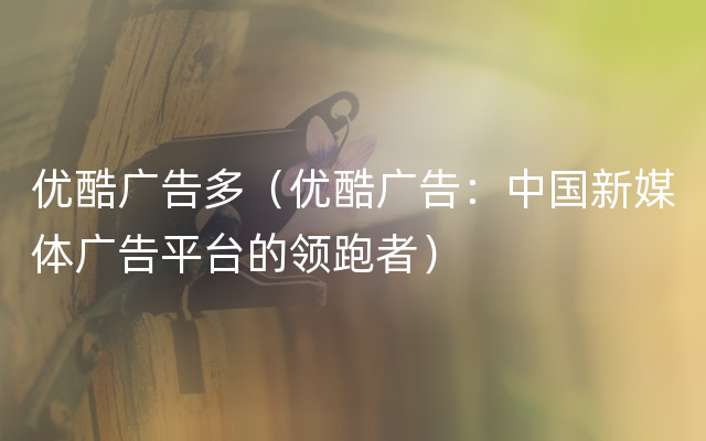 优酷广告多（优酷广告：中国新媒体广告平台的领跑者）