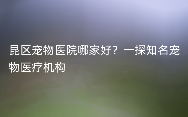 昆区宠物医院哪家好？一探知名宠物医疗机构