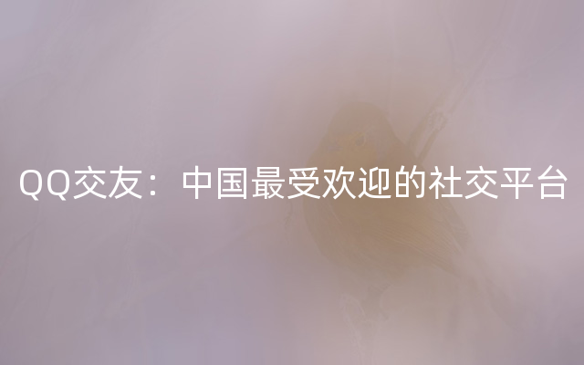QQ交友：中国最受欢迎的社交平台