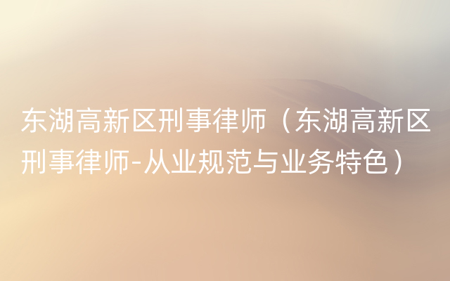 东湖高新区刑事律师（东湖高新区刑事律师-从业规范与业务特色）