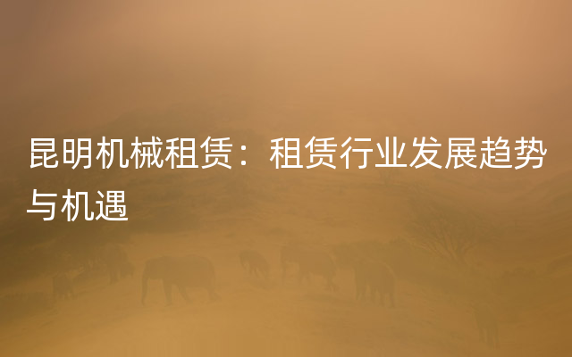 昆明机械租赁：租赁行业发展趋势与机遇