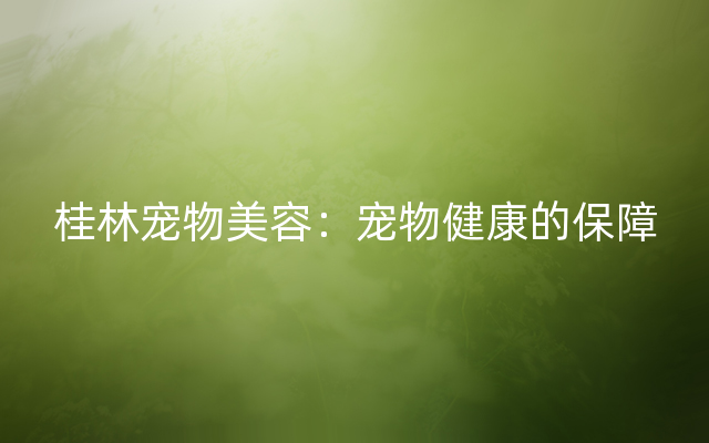 桂林宠物美容：宠物健康的保障