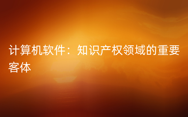 计算机软件：知识产权领域的重要客体