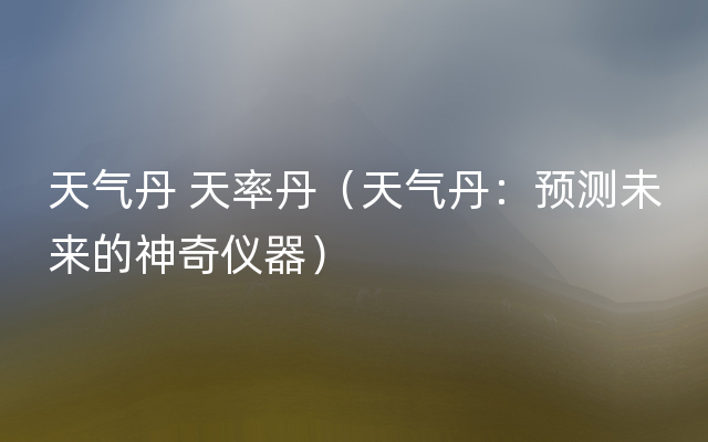 天气丹 天率丹（天气丹：预测未来的神奇仪器）