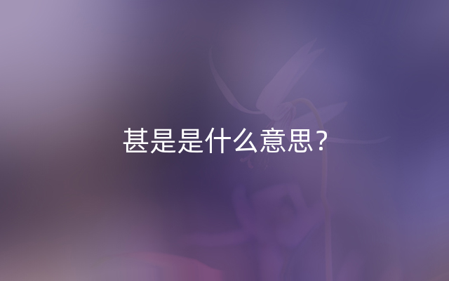 甚是是什么意思？