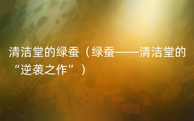 清洁堂的绿蚕（绿蚕——清洁堂的“逆袭之作”）