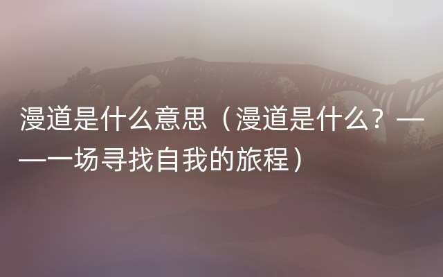漫道是什么意思（漫道是什么？——一场寻找自我的旅程）