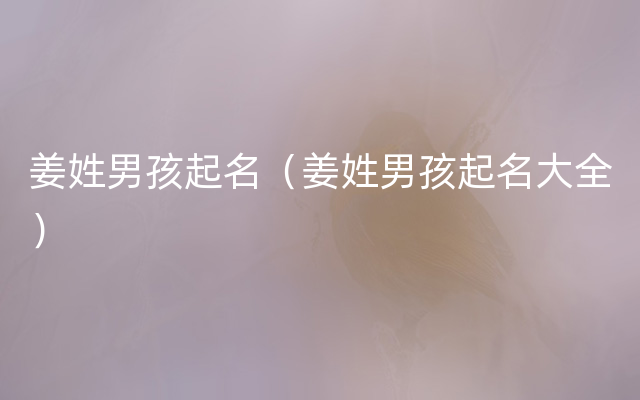 姜姓男孩起名（姜姓男孩起名大全）