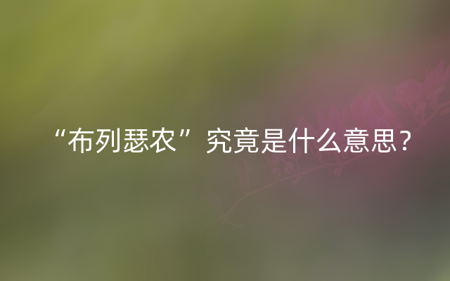 “布列瑟农”究竟是什么意思？