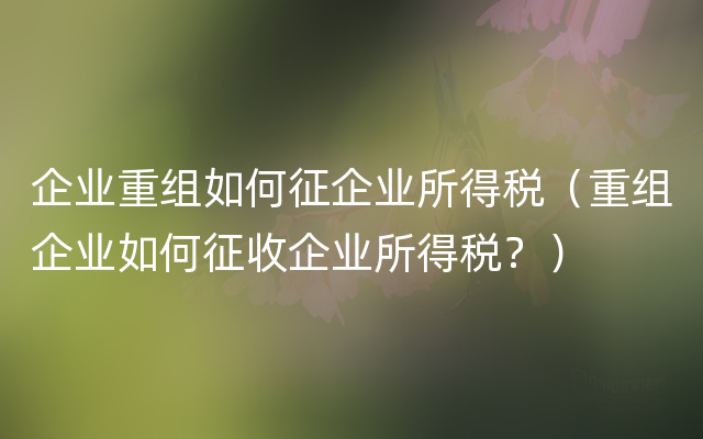 企业重组如何征企业所得税（重组企业如何征收企业所得税？）