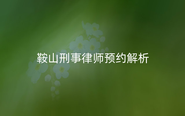 鞍山刑事律师预约解析