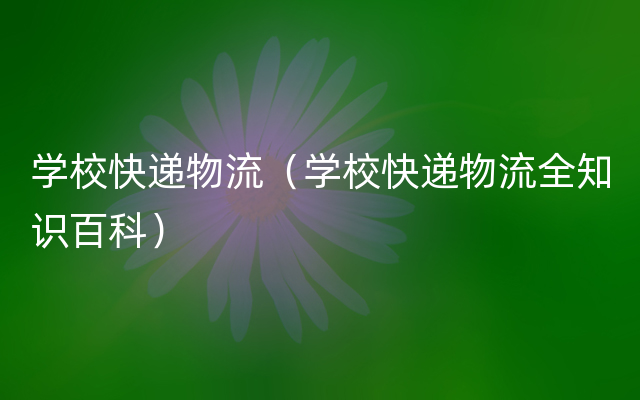 学校快递物流（学校快递物流全知识百科）