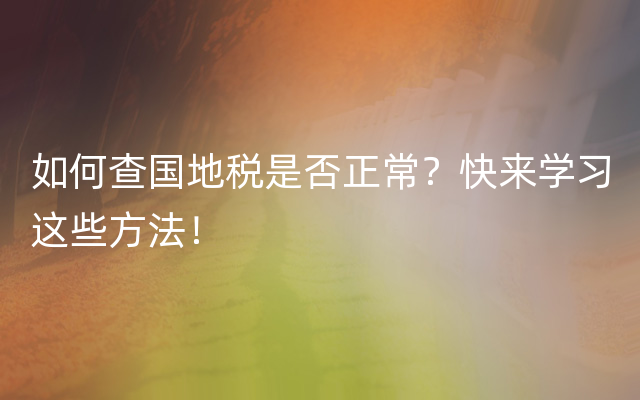 如何查国地税是否正常？快来学习这些方法！