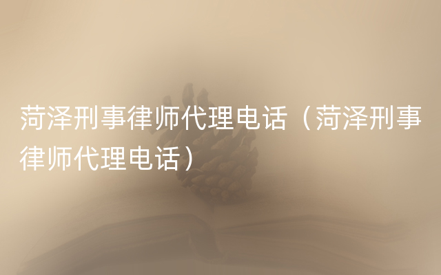 菏泽刑事律师代理电话（菏泽刑事律师代理电话）