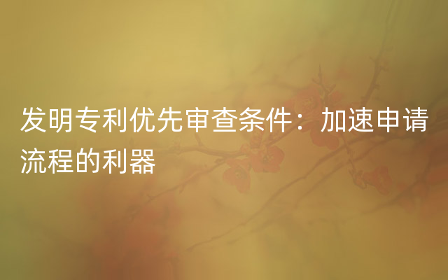 发明专利优先审查条件：加速申请流程的利器