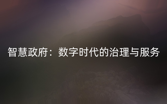 智慧政府：数字时代的治理与服务