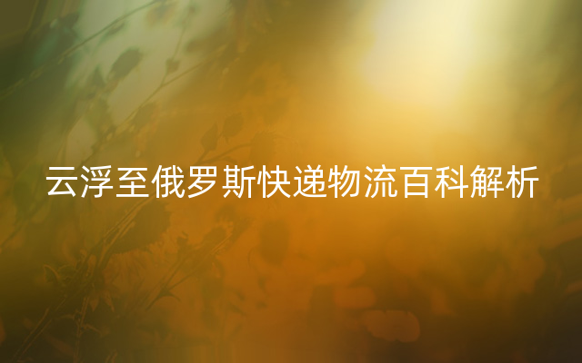 云浮至俄罗斯快递物流百科解析